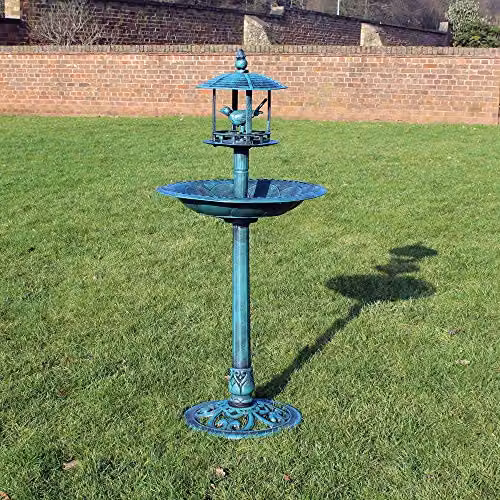Samuel Alexander Green and Transparent Square Plastic Ornamental Garden Bird Bath and Sheltered Feeding Table – 4