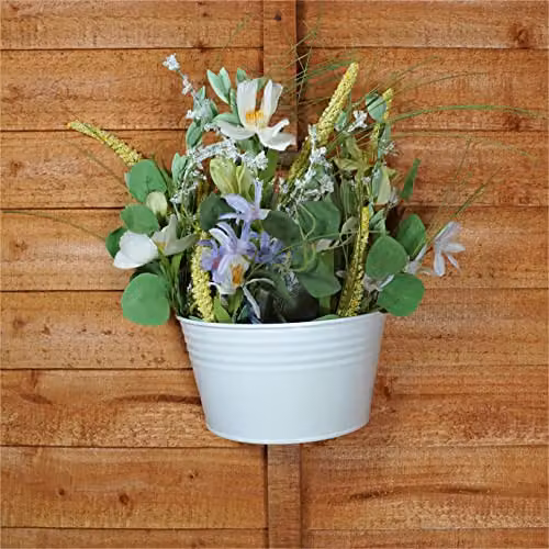 St Helens Home & Garden White Metal Oval Wall Planter Tub for Indoor and Outdoor Use – 2