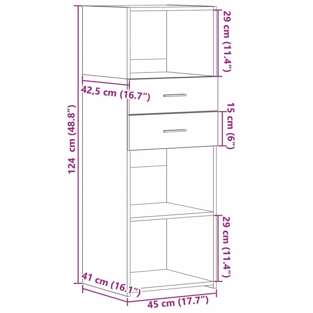 Berkfield Home Modern Brown Oak Highboard with Internal Shelves and Doors W/D/H: 45 x 42.5 x 124 cm – 4