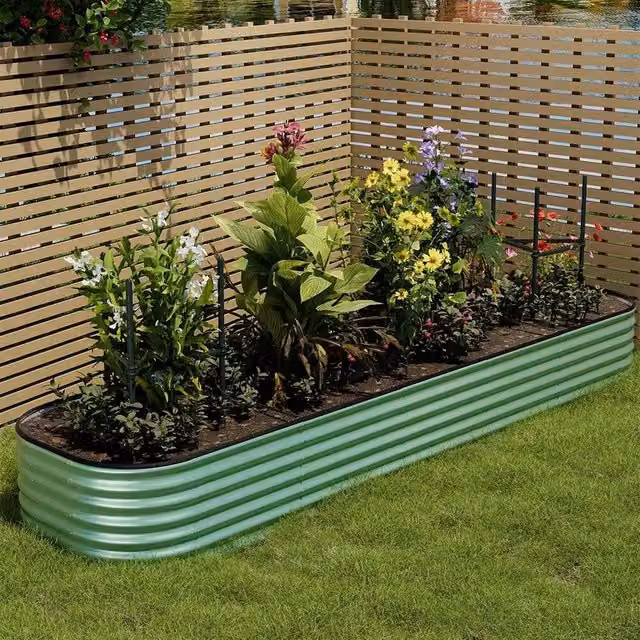 FLAVORA Green Metal Raised Bed Grow Box for Vegetables and Flowers, W/D/H: 160 x 80 x 42 cm