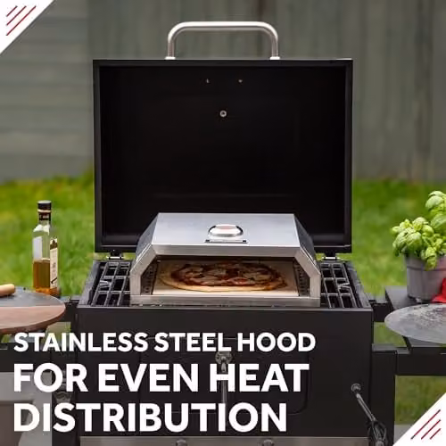 George Foreman Pizza Oven with Ceramic Stone and Foldable Paddle, Silver Stainless Steel, Suitable for Charcoal and Gas BBQs – 6