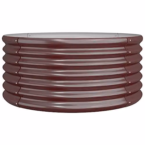 vidaXL Brown Galvanised Steel Garden Planter Tub W: 80 cm, D: 80 cm, H: 36 cm
