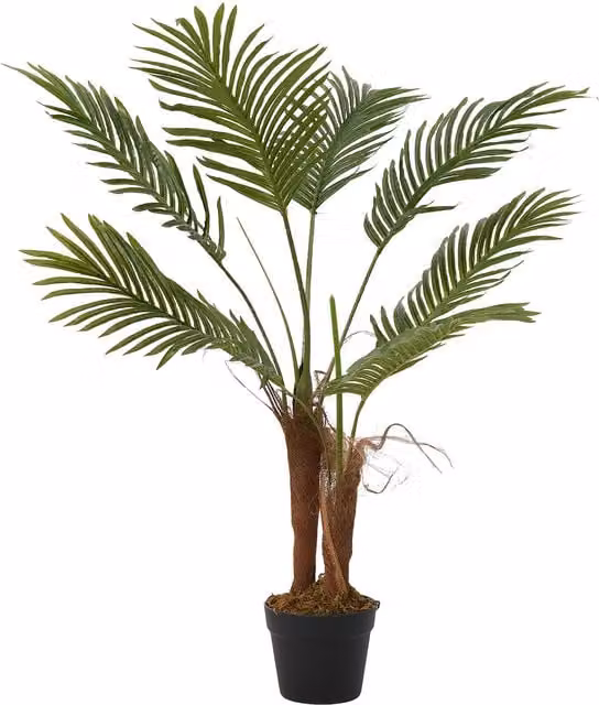 Breeins Artificial Palm Tree Tabletop Potted Plant in Green and Brown