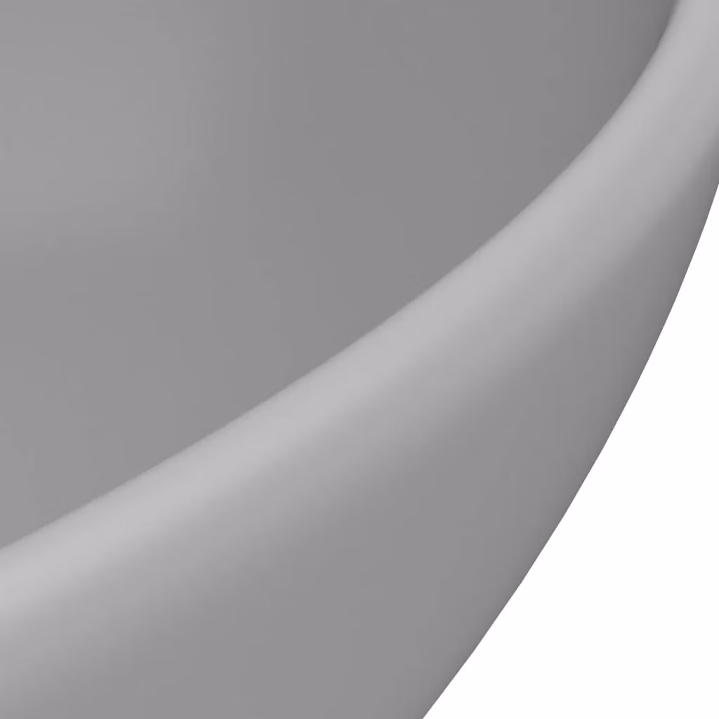 Berkfield Home Oval Ceramic Countertop Basin in Matt Light Grey, W: 40 cm, D: 33 cm, H: 13.5 cm – 3