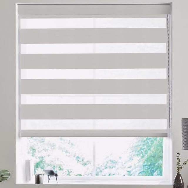 Terrys Lana Made to Measure Day and Night Blind in Beige and White Striped Textile