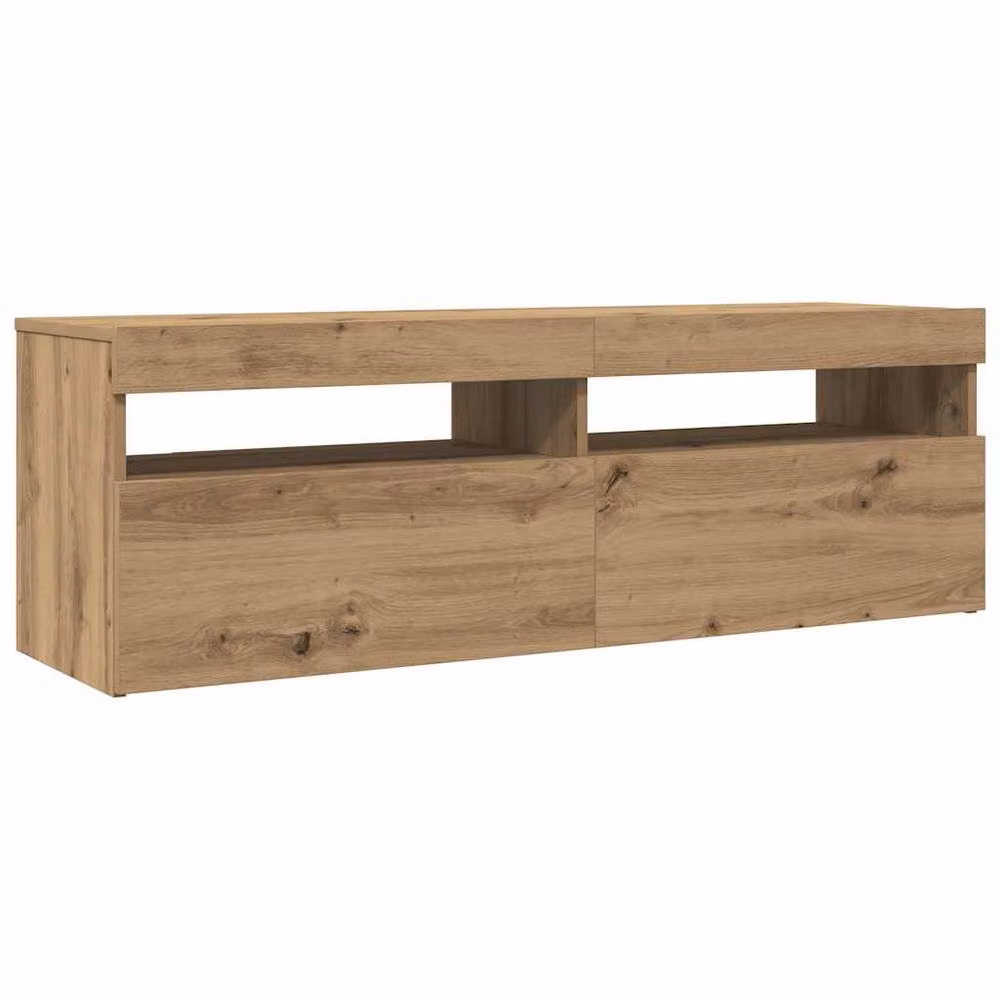 Berkfield Home Artisan Oak TV Cabinet with LED Lights in Brown, W/D/H: 120 x 35 x 40 cm – 6