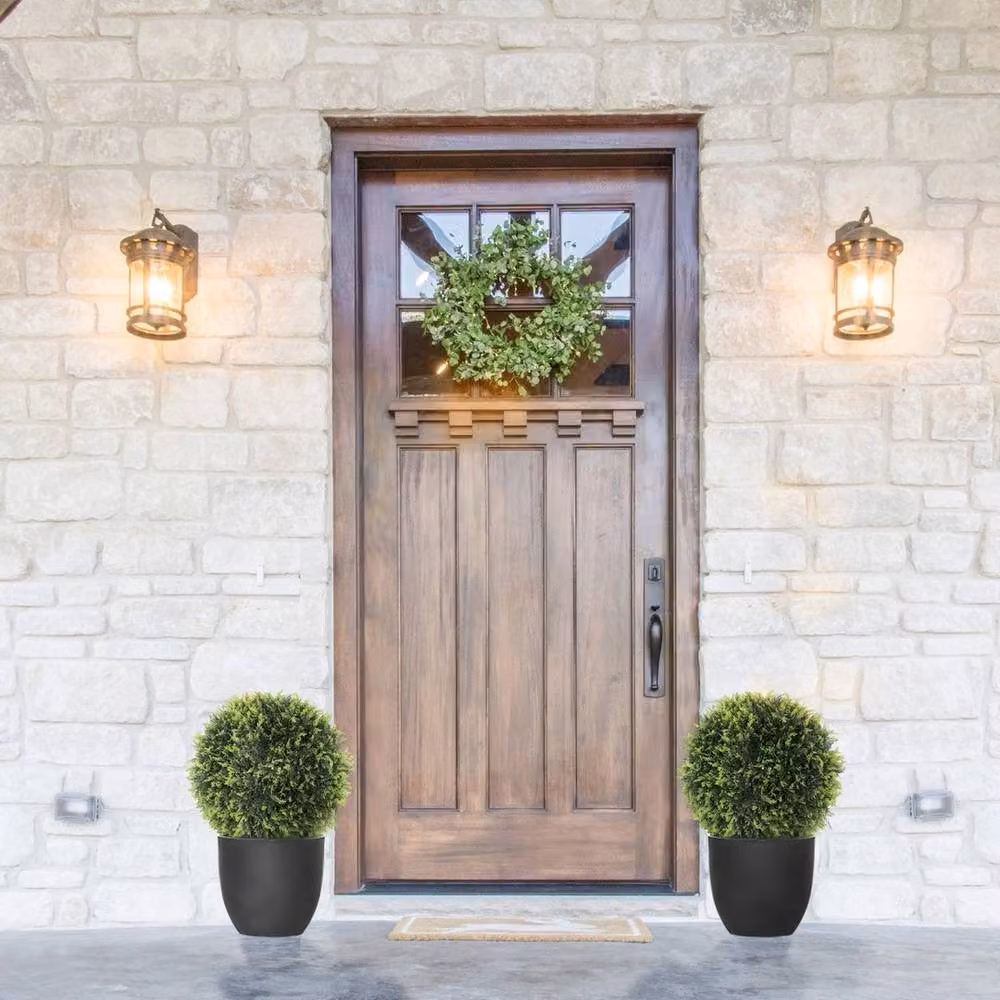 Kelvenix Set of 2 Green Artificial Round Potted Plant Topiary Balls – 4