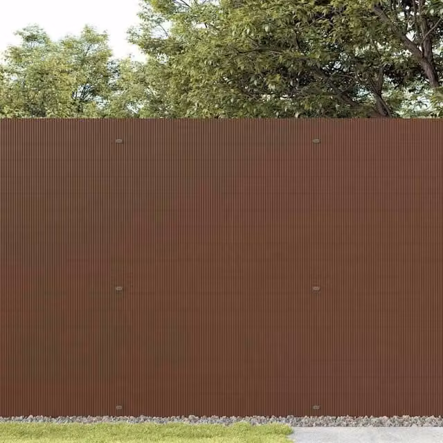 Berkfield Home Double-Sided Brown PVC Garden Fence Strip, H: 180 cm x W: 5 m