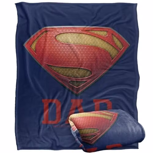 Warner Bros. Man of Steel Dad of Steel Super Soft Fleece Throw Blanket, Multicolour, W/H: 152.4 x 152.4 cm – 1