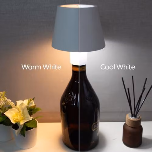 Global Gizmos 66319 LED Wireless Touch Activated Bottle Lamp Shade in White and Transparent – 4