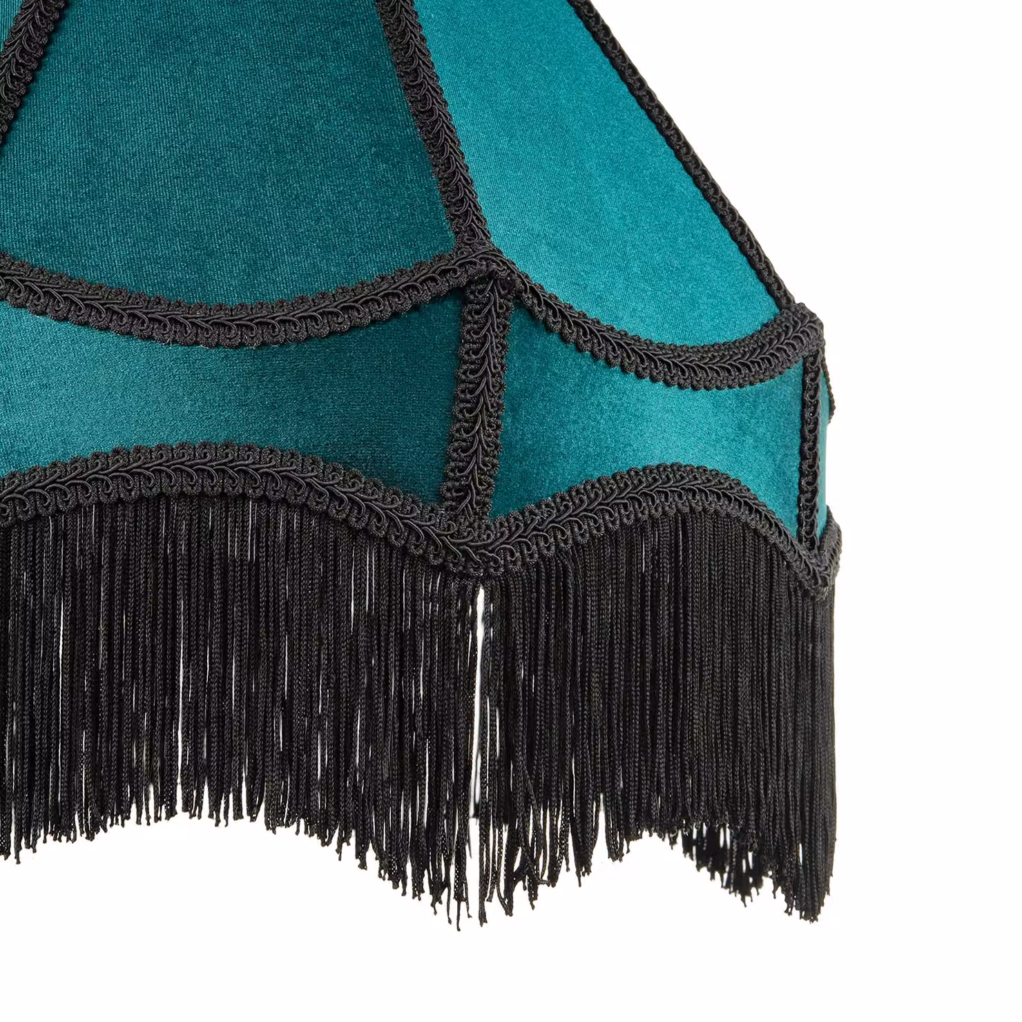 Happy Homewares Traditional Victorian Empire Soft Velvet Lamp Shade with Tassels in Green, Diameter: 40.64 cm – 2