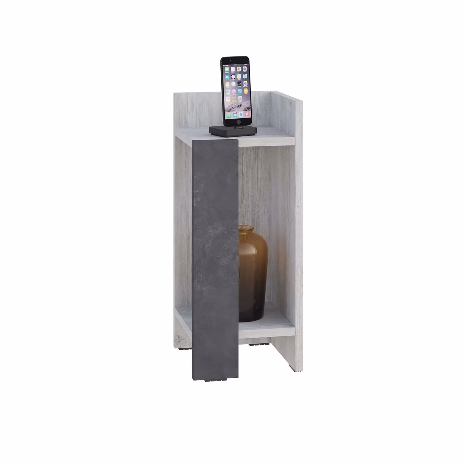 Decortie Elos Modern Wall-Mounted Right-Side Bedside Cabinet with Drop-Down Door, Dark Oak and Off-White – 2
