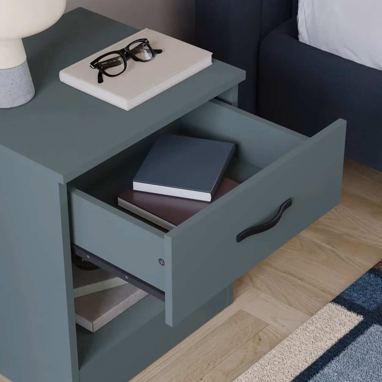 Vida Designs Riano 1 Drawer Bedside Cabinet in Green – 3