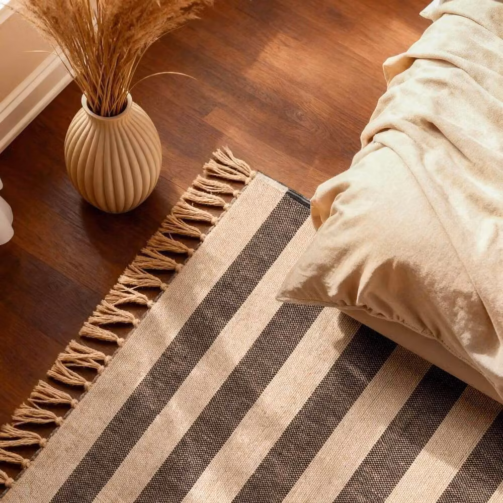 THE RUGS Playa Handloom Jute Striped Rug in Natural White and Black, W/D: 120 x 170 cm – 2
