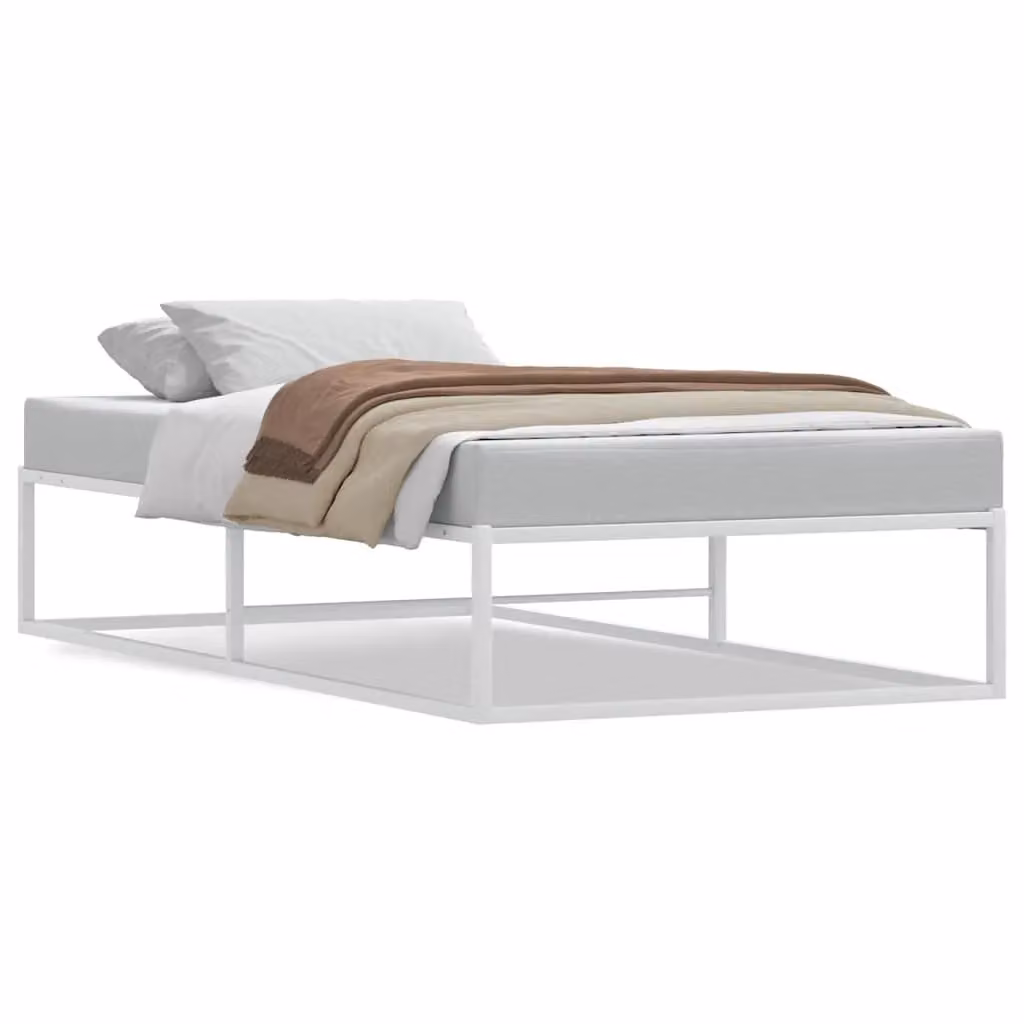 Berkfield Home Metal Bed Frame in White, W/D/H: 90 x 200 cm – 2