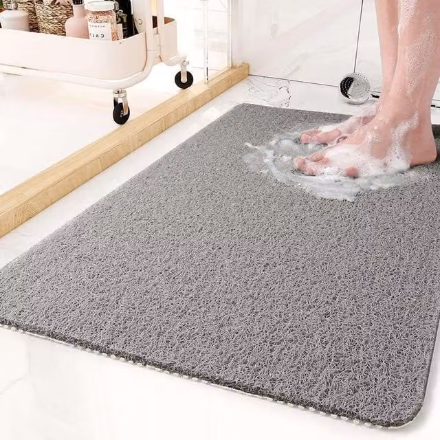 Nicoman Anti-Slip PVC Loofah Shower Mat in Grey, Rectangular, W: 100 cm, D: 40 cm – 1