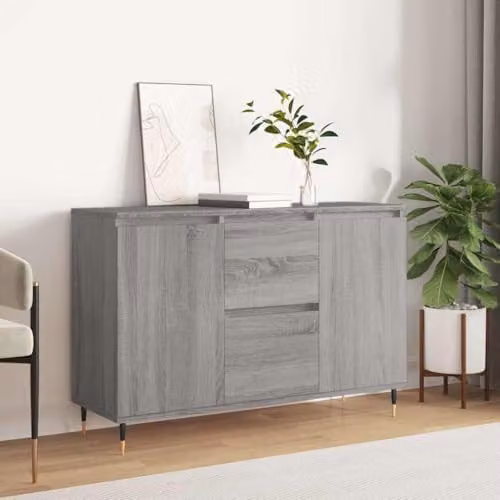 vidaXL Mid-Century Grey Sonoma Sideboard in Engineered Wood W/D/H: 101.5 x 35 x 70 cm – 2