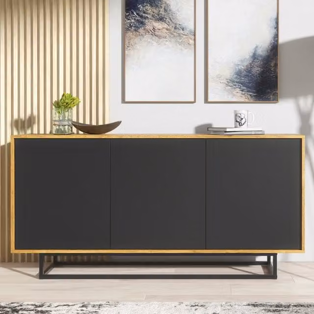 Creative Furniture Halo Loft Style Sideboard in Black and Brown, W/D/H: 160 x 35 x 80 cm