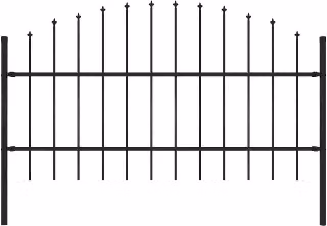 Berkfield Home Black Steel Spear Top Garden Fence