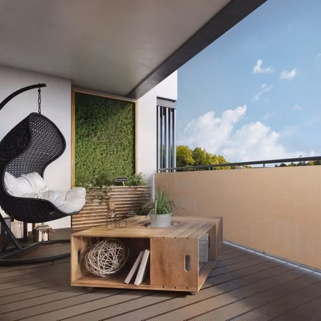 RattanArt Artificial Poly Rattan Weave Privacy Screen and Artificial Hedge in Yellow