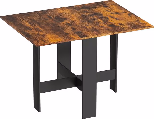 HOMCOM Folding Butterfly Leaf Dining Table in Brown and Black with Scandinavian Design