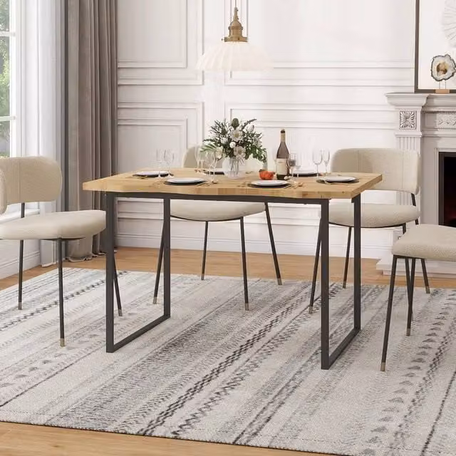 VOGREX Modern Rectangular Wooden Dining Table in Beige, W: 120 cm, D: 80 cm, H: 75 cm – 1