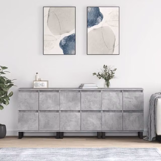 Berkfield Home 3-Piece Sideboard Set in Concrete Grey Engineered Wood