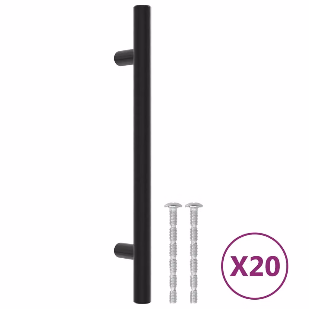 Berkfield Home Matt Black Stainless Steel Bar Cabinet Handles, 20 Pack, Length: 128 mm – 2