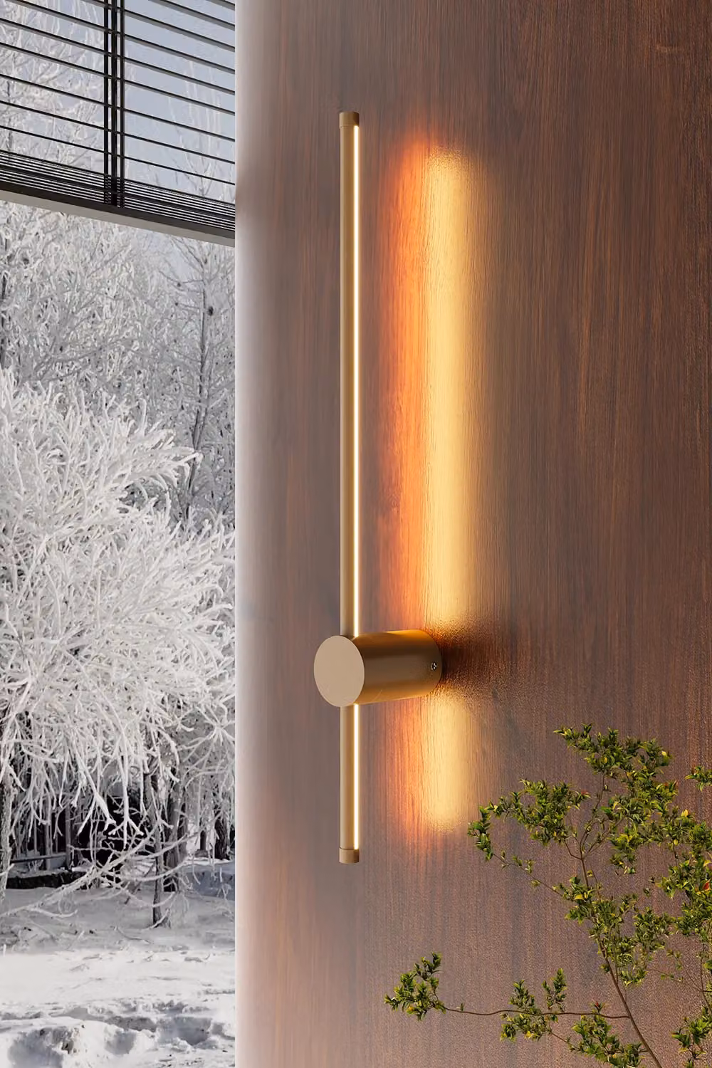Living and Home 360 Degree Rotatable LED Straight Wall Light in Gold with Warm White Light, 60 cm – 2