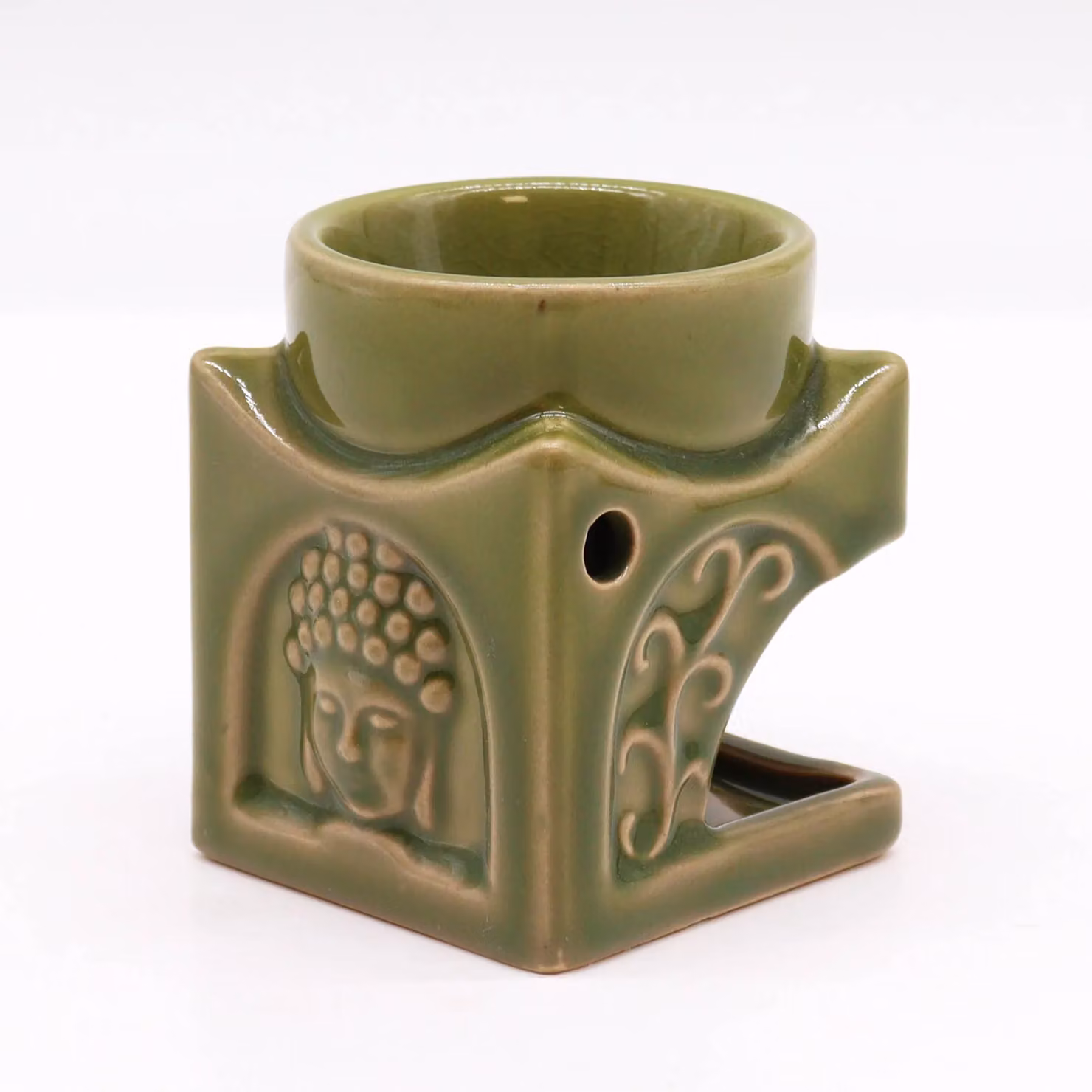KDMD Square Buddha Tealight Burner in Light Jade Green Ceramic – 2