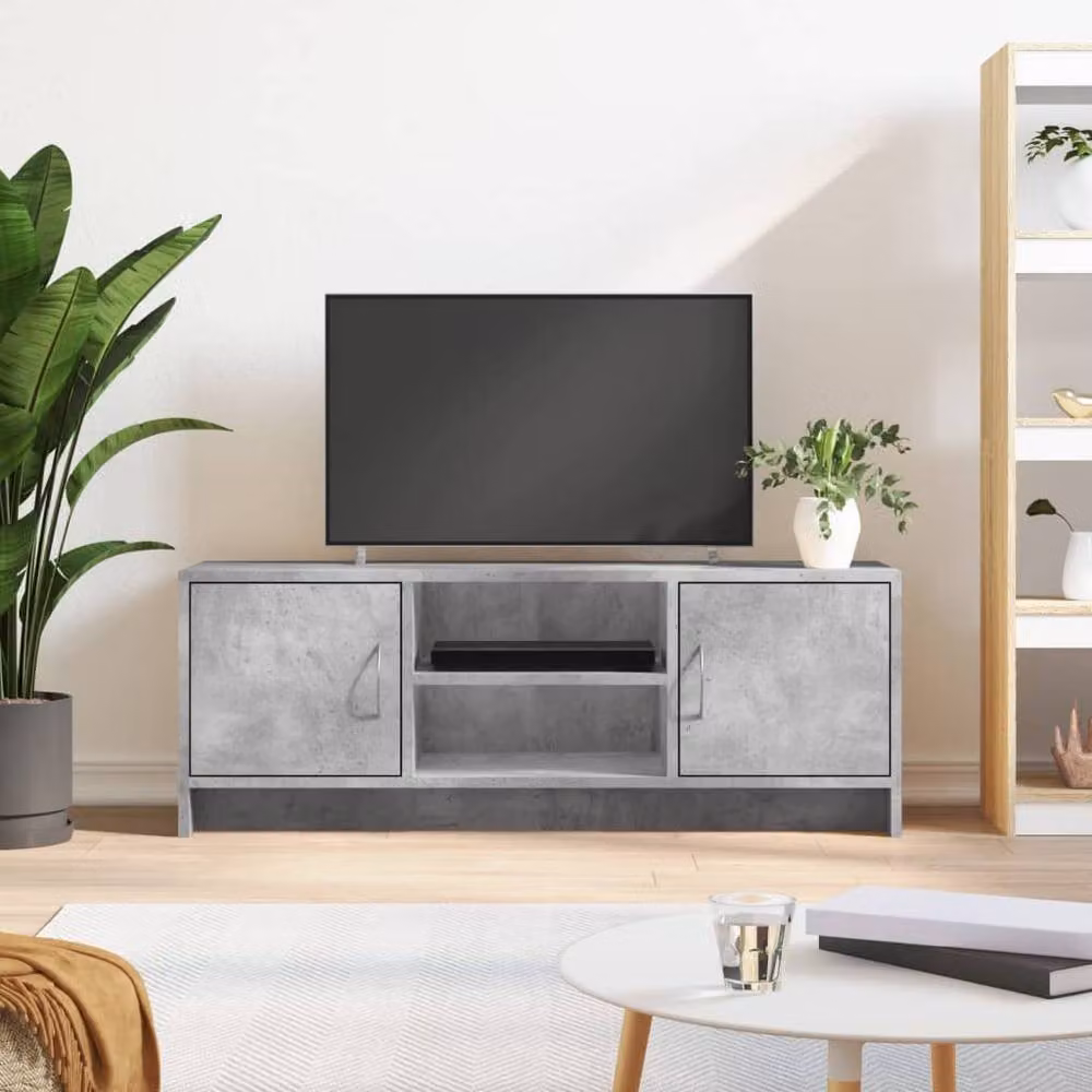 Berkfield Home Modern TV Cabinet in Concrete Grey, W/D/H: 102 x 30 x 37.5 cm – 2
