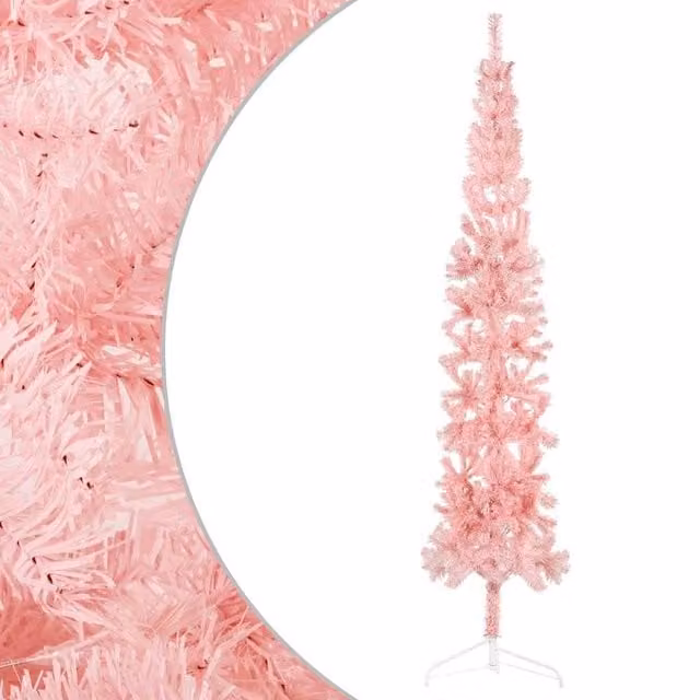 Berkfield Home Slim Artificial Pink Christmas Tree with Stand, Height: 240 cm
