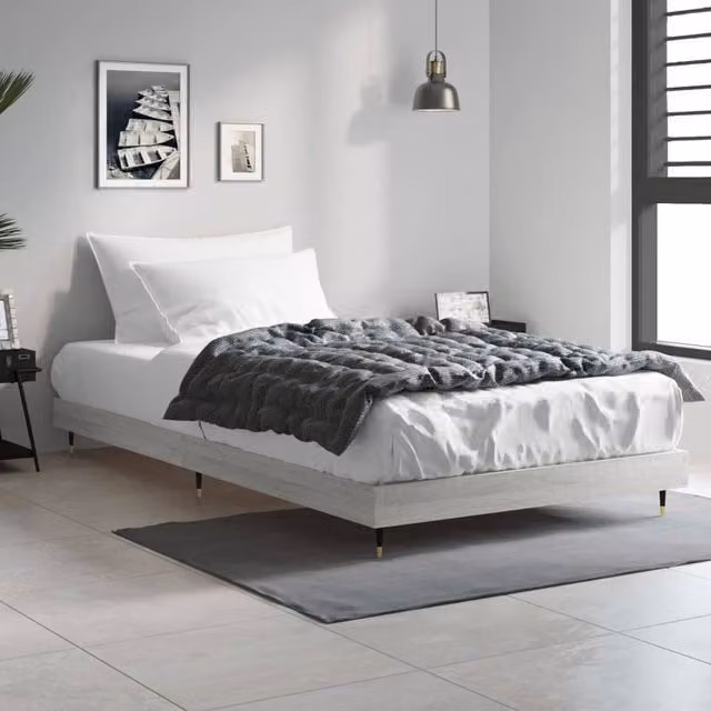 Berkfield Home Sonoma Durable Bed Frame in Grey, W/D/H: 90 x 20 x 203 cm