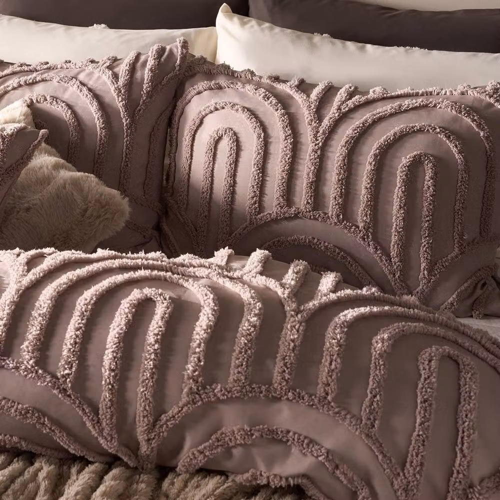 OHS Tufted Arches Bedding Set in Dusty Pink, including Duvet Cover (180 x 200 cm) and Pillowcase – 3