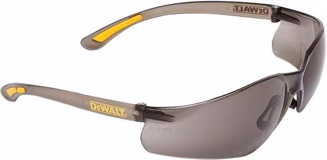 DeWalt Contractor Pro Toughcoat Tinted Grey Safety Glasses with Plastic Temple and EN 166 Certification – 1