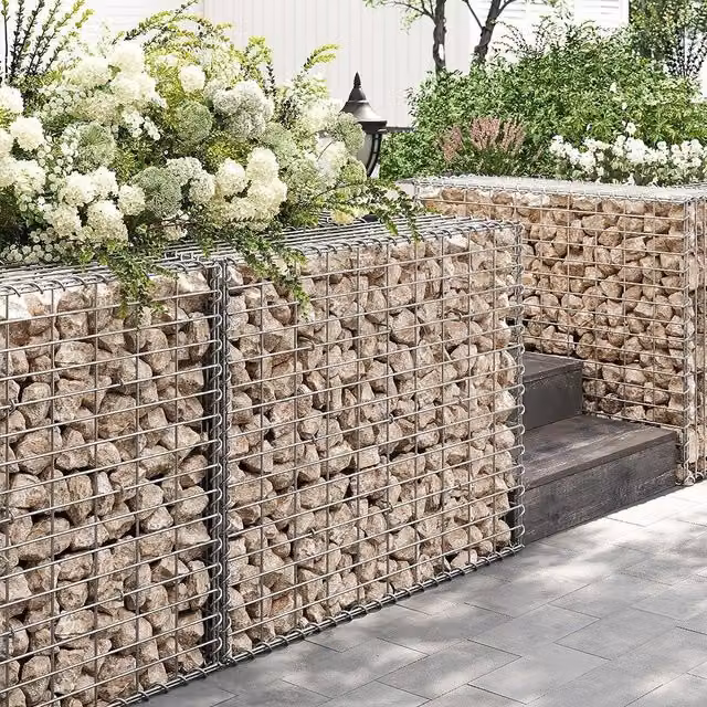 SONGMICS Large Silver Galvanised Steel Gabion Basket for Stone Filled Outdoor Walls, W/D/H: 100 x 90 x 30 cm – 1