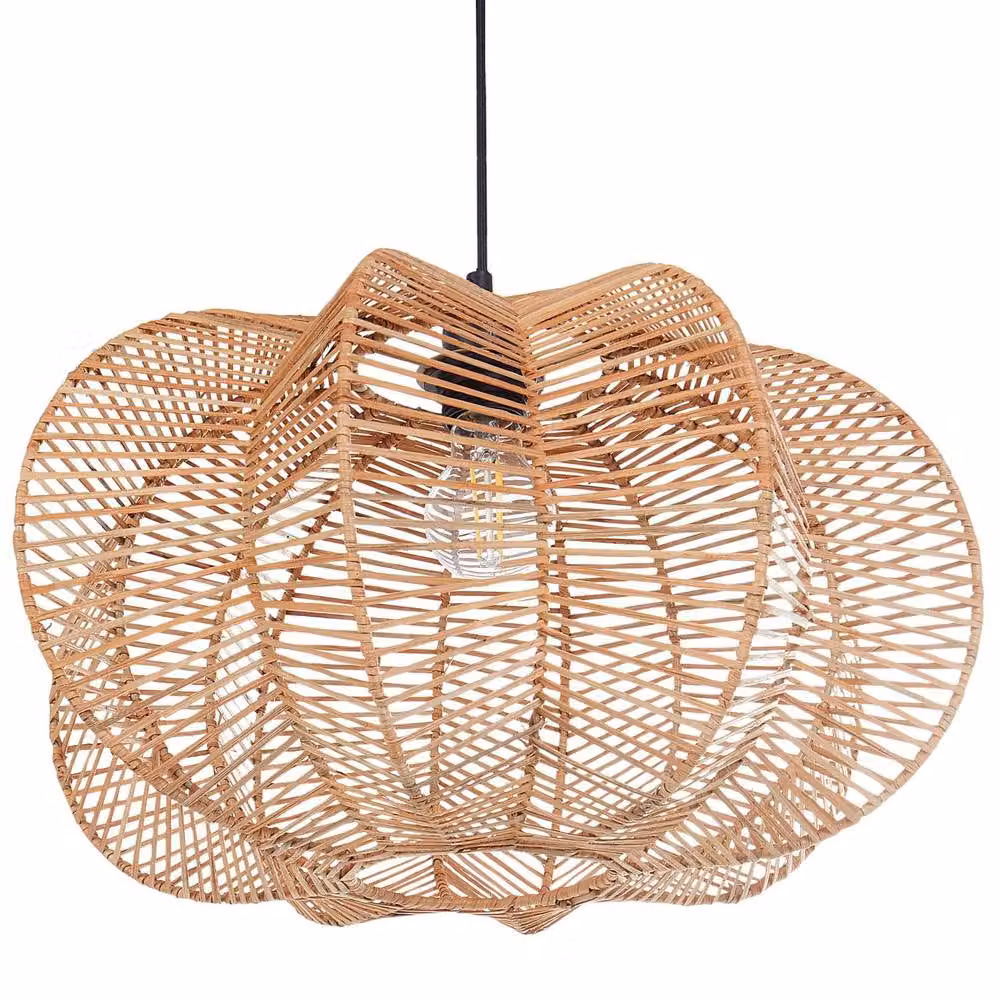 Wyld and Coco Natural Rattan and Black Metal Boho Pendant Lamp – 2