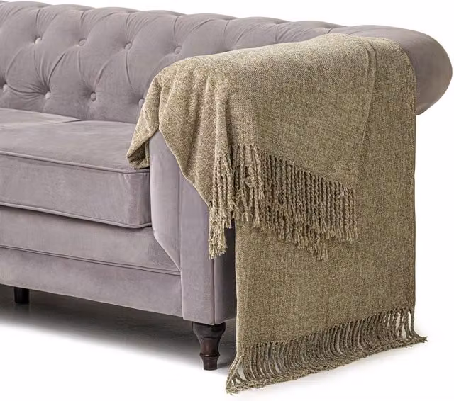 Livinluxury Grey Polyacrylic Throw, W: 200 cm, D: 140 cm