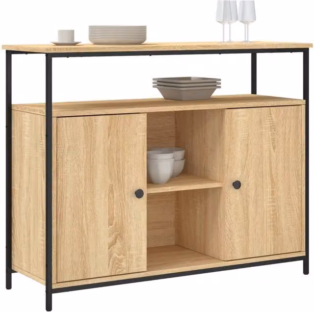 Berkfield Home Sonoma Oak Sideboard in Light Tan, W/D/H: 100 x 35 x 80 cm – 1