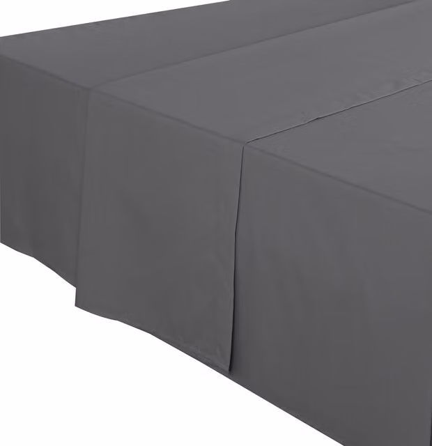 My Home Grey Polycotton Plain Flat Bed Sheet, W/D/H: 180 x 200 cm