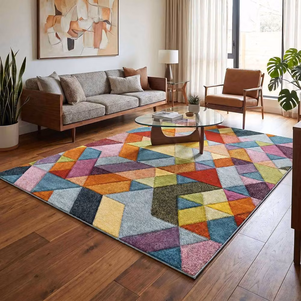 Desire Rugs Rainbow Modern Mosaic Carved Multicolour Living Room Rug W: 160 cm, D: 230 cm – 2