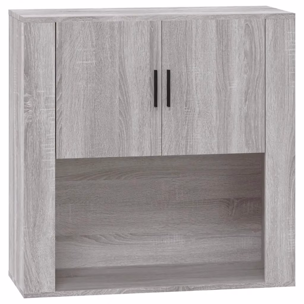 Berkfield Home Grey Sonoma Wall Cabinet with Hinged Doors and Open Shelf, W/D/H: 80 x 33 x 80 cm – 2
