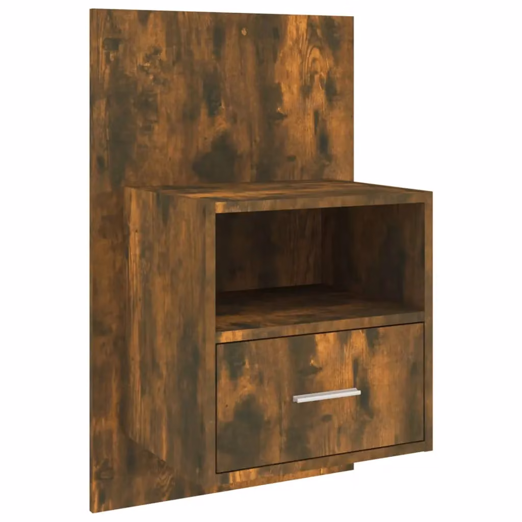 Berkfield Home Wall-mounted Bedside Cabinet in Smoked Oak Brown – 2