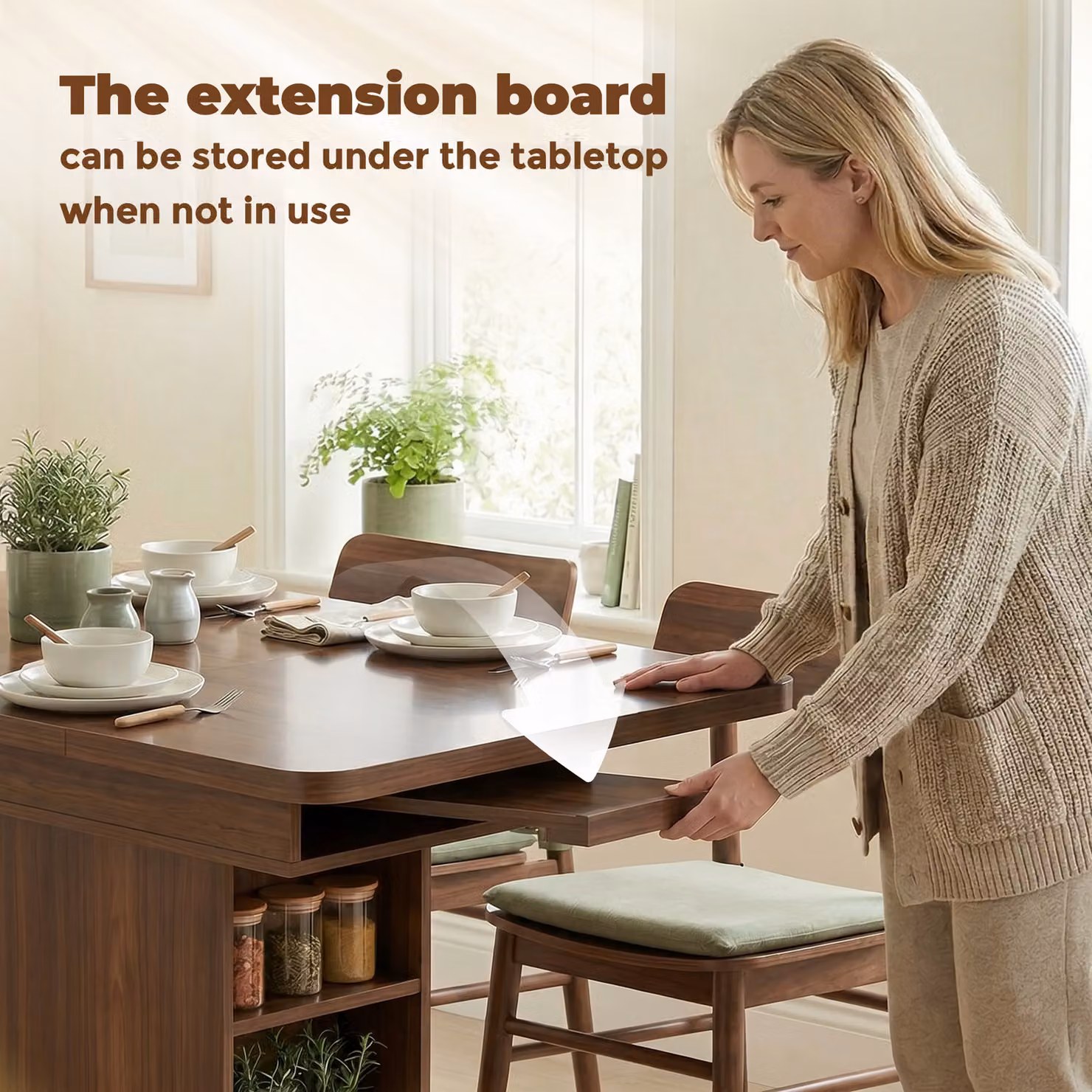 HOMCOM Extendable Rectangular Dining Table with 6 Open Shelves, Brown – 6