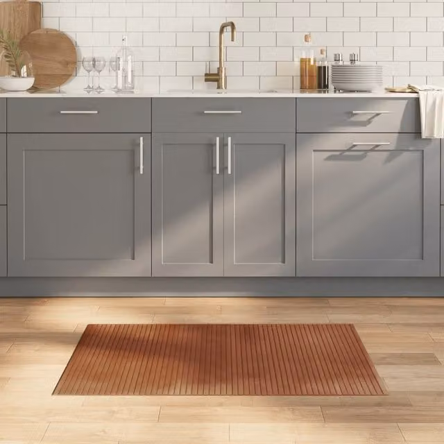 Berkfield Home Rectangular Bamboo Rug in Brown, W: 60 cm x L: 100 cm