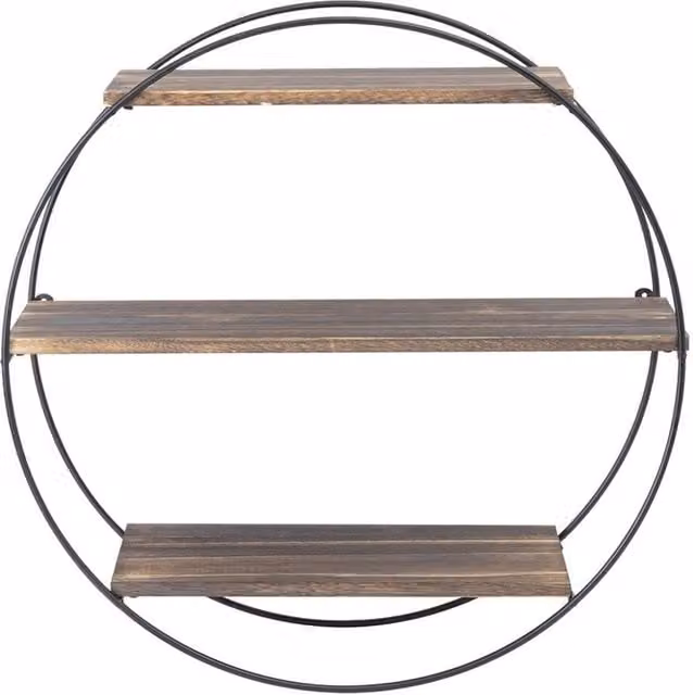 KORVIXA Large Vintage Brown Pine and Metal Wall Mounted Floating Shelves