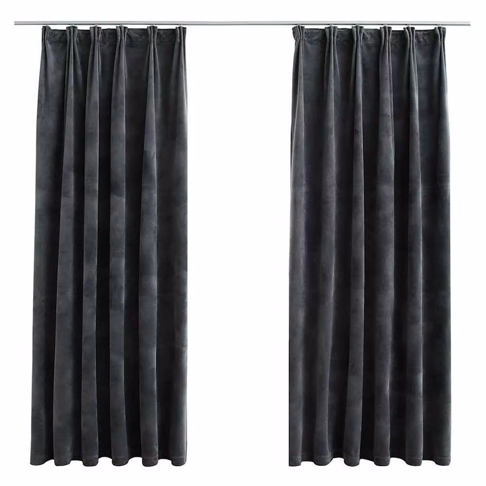 Berkfield Home Elegant Blackout Velvet Curtains, 2 Pack, Anthracite Grey, W: 140 cm, H: 175 cm – 3