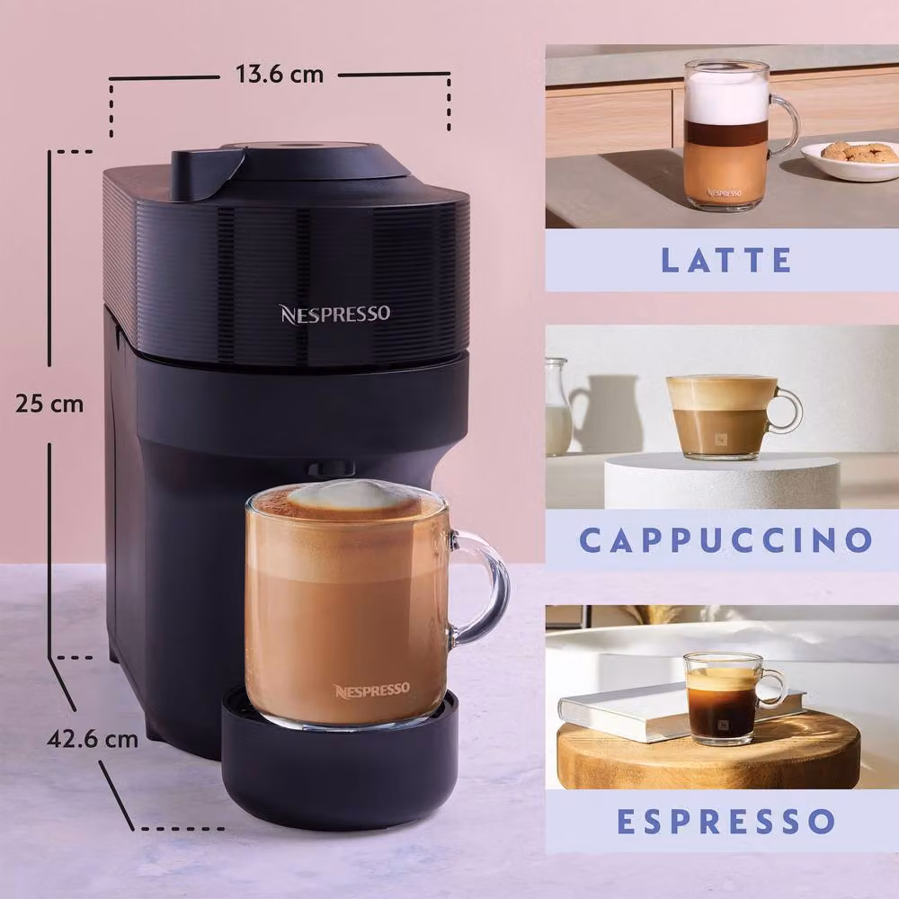 De'Longhi Nespresso Vertuo Pop Coffee Machine Bundle Pack in Black – 9