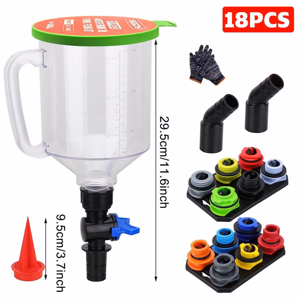 Ventryn 18-Piece Engine Oil Funnel Kit with 12 Adapters and Magnetic Tray in Transparent Multicolour – 2