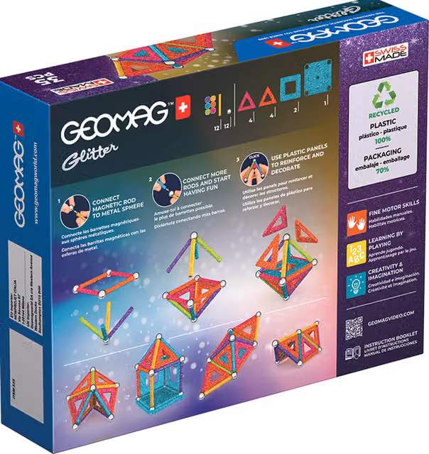 Geomag Recycled Magnetic Glitter Panels in White
